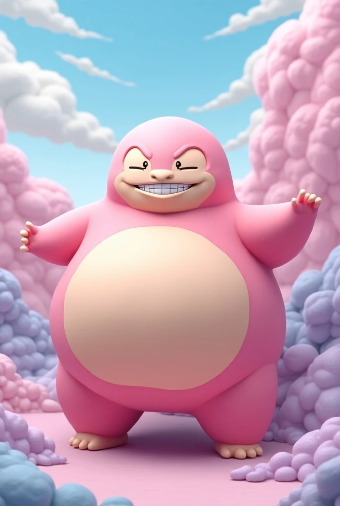 Create the image of SNORLAX with the Majin Buu color and costume
