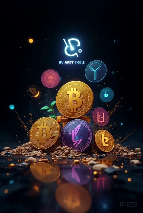 An image with crypto graphics and meme coins with a black background 
Written "resources "