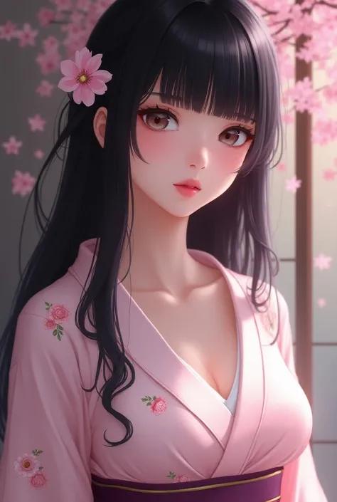 Sumi is a 19 year-old slender and frail young woman with noticeably large breasts which are 102 centimetres. She has pale pink eyes framed by pronounced eyelashes, notably pink lips in contrast to her pale complexion, long shiny black hair with purple refl...