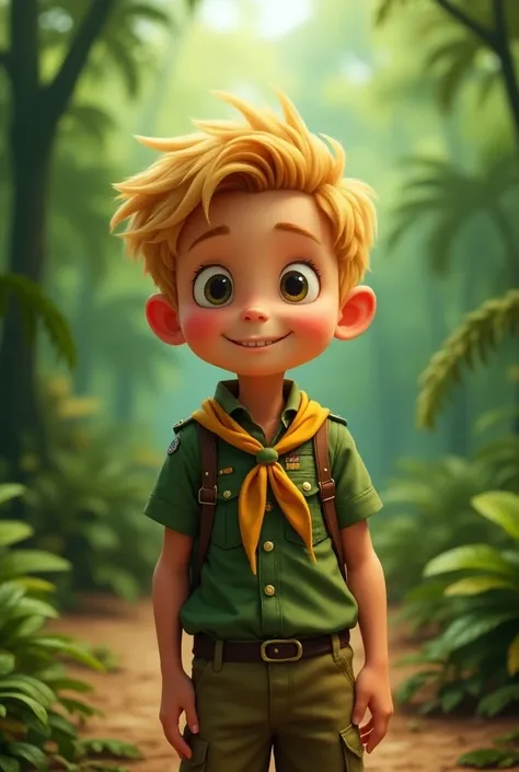 young boy,blonde , with Boy Scout clothing from Brazil 