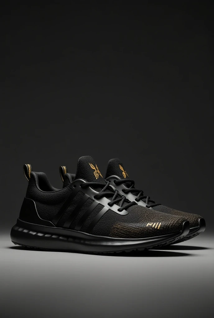 Black running shoes with gold details perfect for royals to stand out
