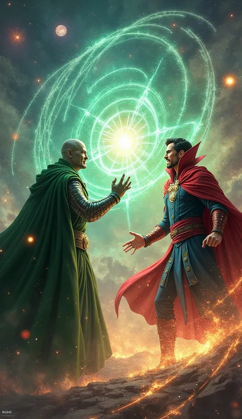 Got it! Your epic showdown between Dr. Doom and Dr. Strange is on the way. 🌌🪄