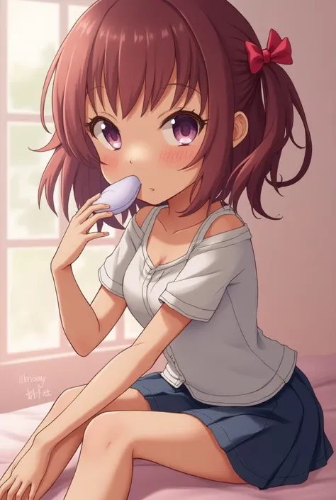 Anime girl putting penis in her mouth and showing her ass 