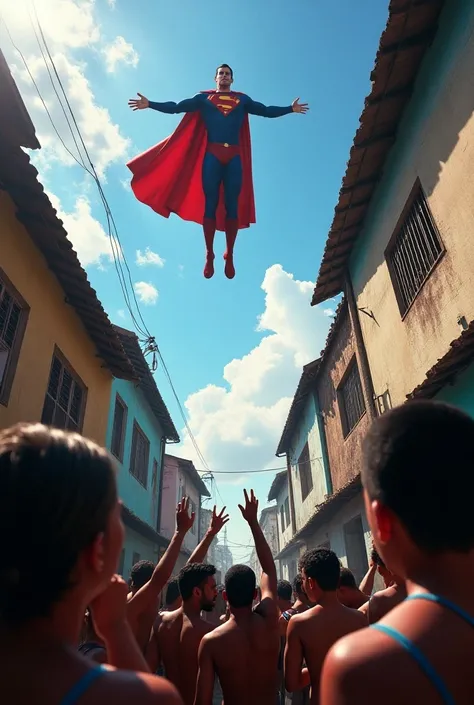  Residents of the Rocinha Favela(Brazil), Watching Superman in the Sky  