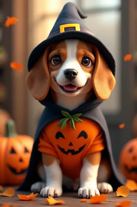 Beagle com roupa de Halloween 