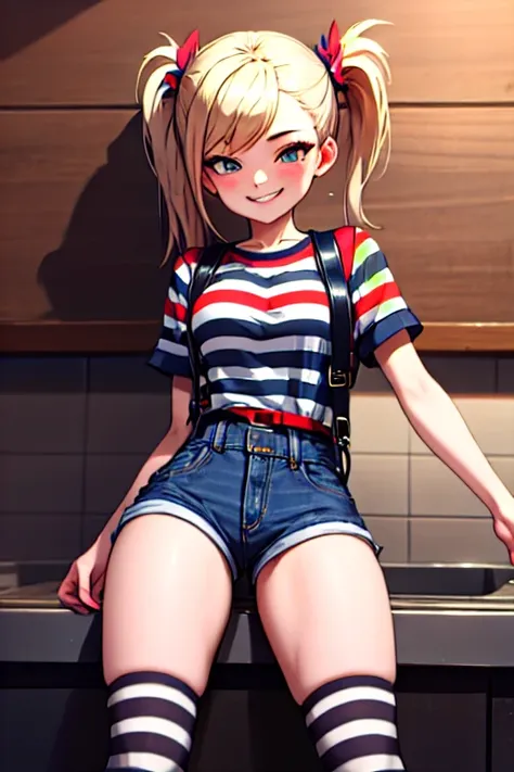 ((masterpiece, best quality)),edgquality,smirk,smug,bimbo glossy,
edghj,striped clothing, a woman in a jail outfit posing for a ...