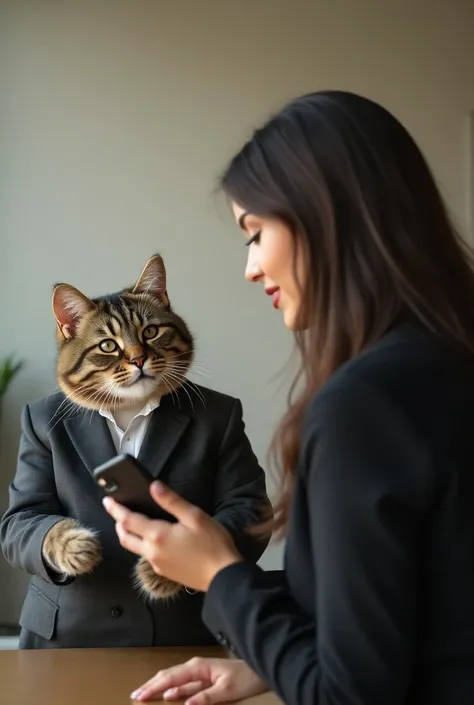 cat sells phoneCat is photographed with Alina Lopez