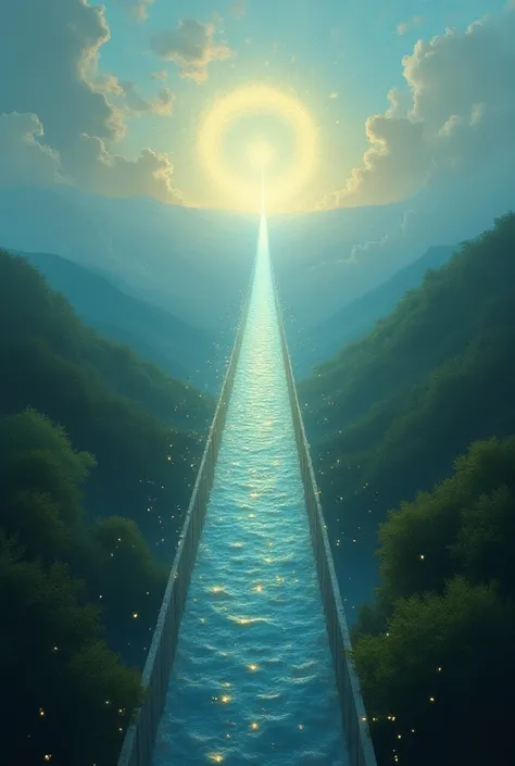 A magical bridge between heaven and earth with sparkles