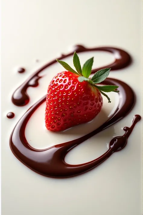 Strawberry with condensed milk and chocolate 