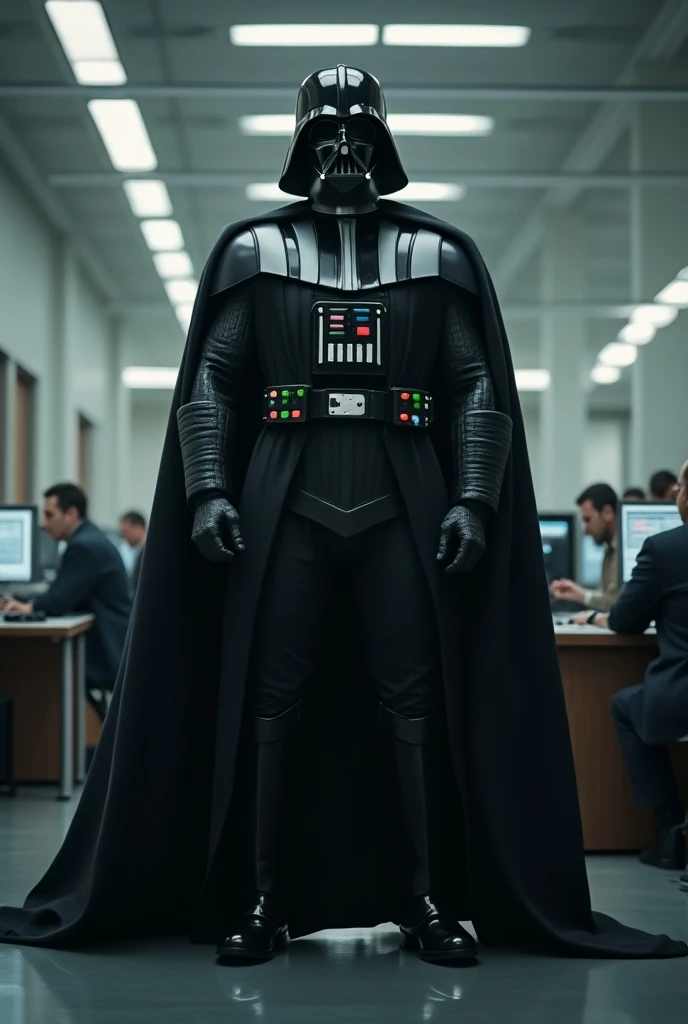 Darth Vader from Star Wars is depressed because his boss humiliates him in the office in the open space in front of all his colleagues.