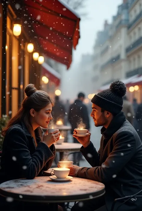 Natal em paris neve cafe