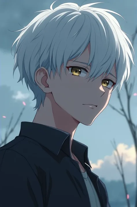 Make a anime boy sad wallpaper hair white