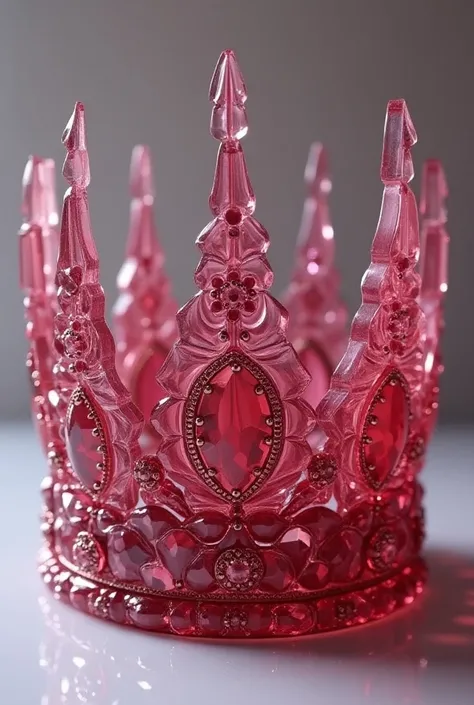  a highly detailed fantasy crown , made of dark pink glass,  fantasy but realistic design , solid background to highlight , detailed, High Definition Model, Necessary