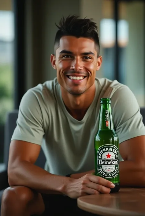 Cristiano Ronaldo drinking Hiniken