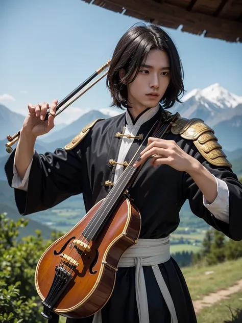 , , He is a young male Taoist with hair and a long European face., , He was playing with an erhu in his hand. He was playing with an erhu in his hand., , Hes very good-looking., , He was wearing leather armor., , Hes a bard., , Hes a bard., , Hes a bard., ...