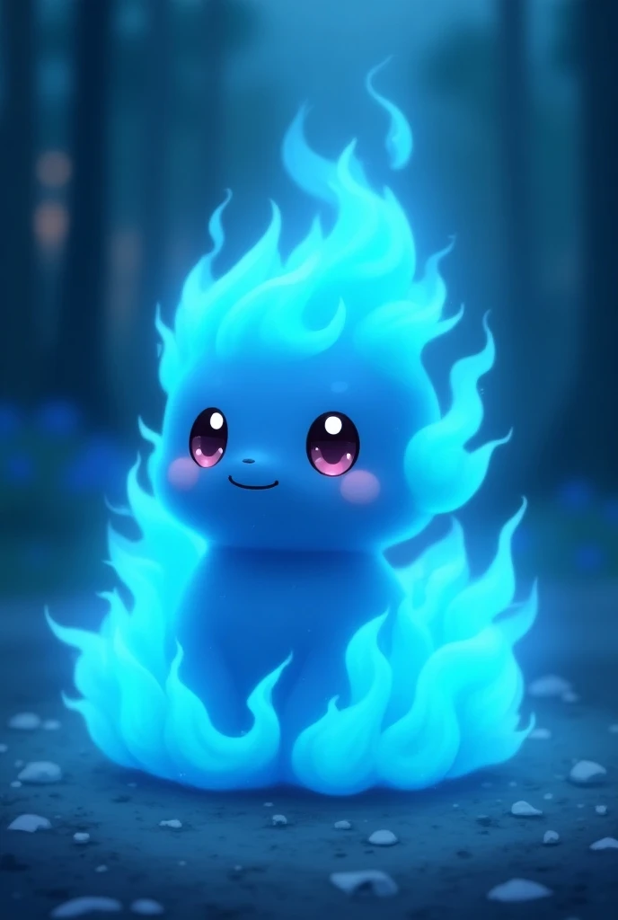 Make a blue Pokémon made of cuddly blue flames