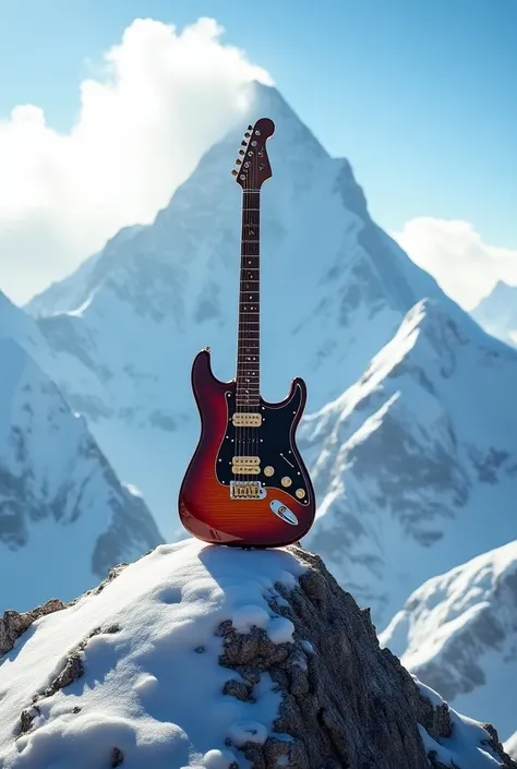 Electric guitar at the tip of Mount Everes