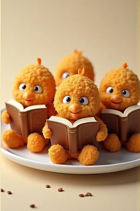 Fried chicken nuggets reading stories 