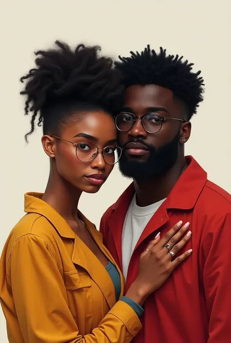 extraa fat dark skin girl girlfrind wearing specs with her beard boyfriend 