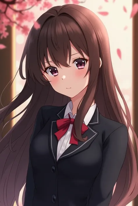 Uma garota do anime de Kaguya-Ama academy, brown hair and dark eyes