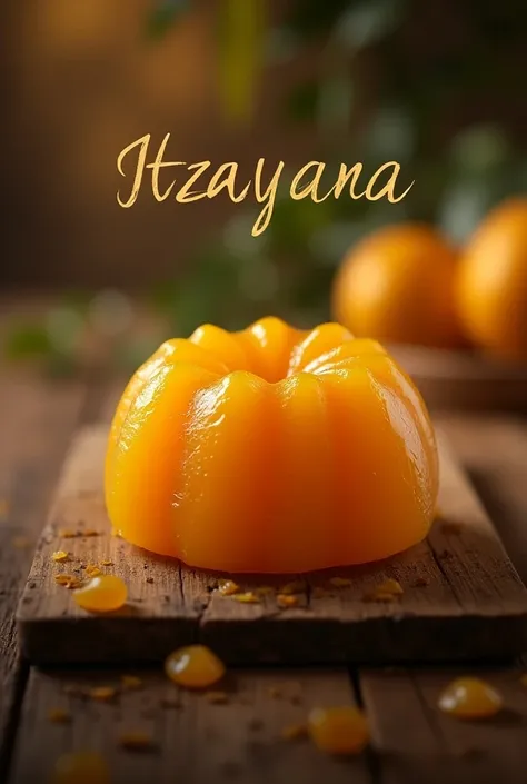 Quince paste on wooden table logo with the name Itzayana 