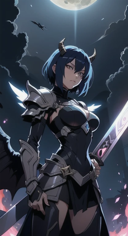 Ragnarok, Demon lord Xenovia, obsidian horns and wings, playgame, Large display, diamond steel armor, tainted sword, apocalypse, 