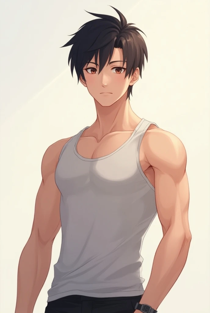 Anime boy with a good figure Wear a tank top 