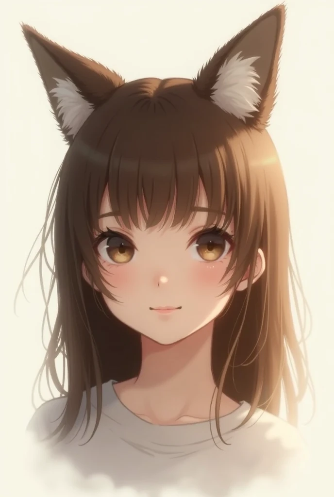 Alone, 1 fille, Smile, fringe, brown hair,  Halted lips, Fox Ears, Anatomie correcte, 