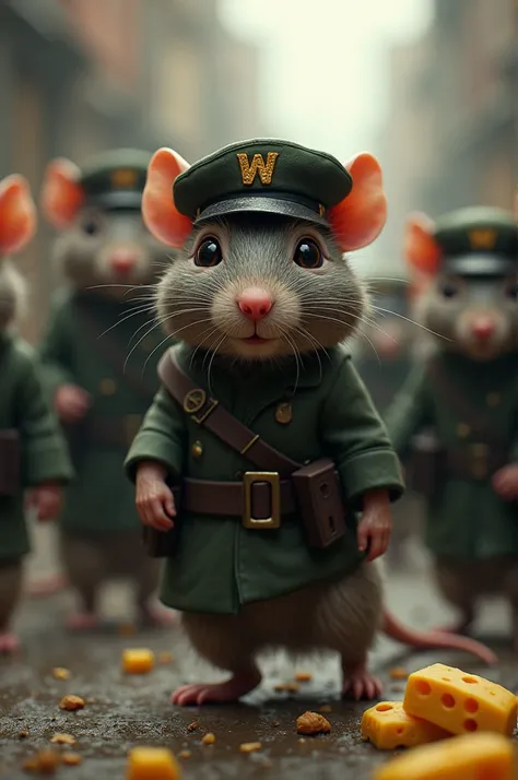 rens army military rats with caps that have an embroidered w are addicted to cheese