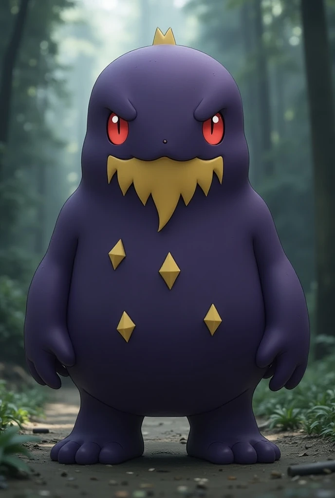  Schlukwech lives in dark places ,  like ruins ,  caves and jungles .  A highly poisonous gas ,  to weaken his opponents and then swallow them down with his huge mouth.  Schlukwech is a medium-sized , wide-built Pokémon , that is dark purple,  black and ye...