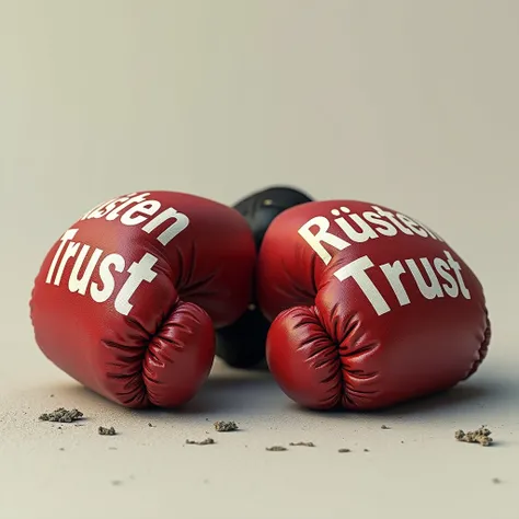 Rüstem trust text on boxing gloves,gloves on ground