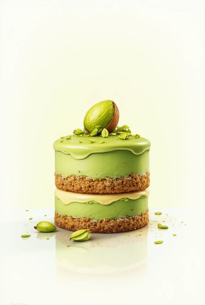 A drawing of an entremets inspired by the pastry chef Pierre Hermé, Pistachios and almonds 