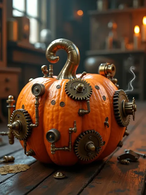 create a steampunk pumpkin for Halloween