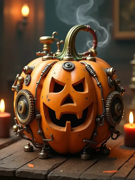 create a steampunk pumpkin for Halloween