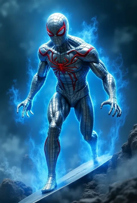 Fusion of Silver Surfer and Spiderman
With blue aura



