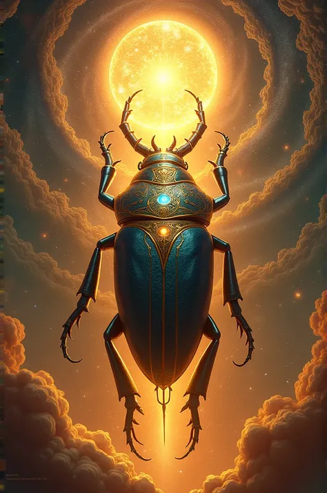 Egyptian god Jepri beetle reborn from duad