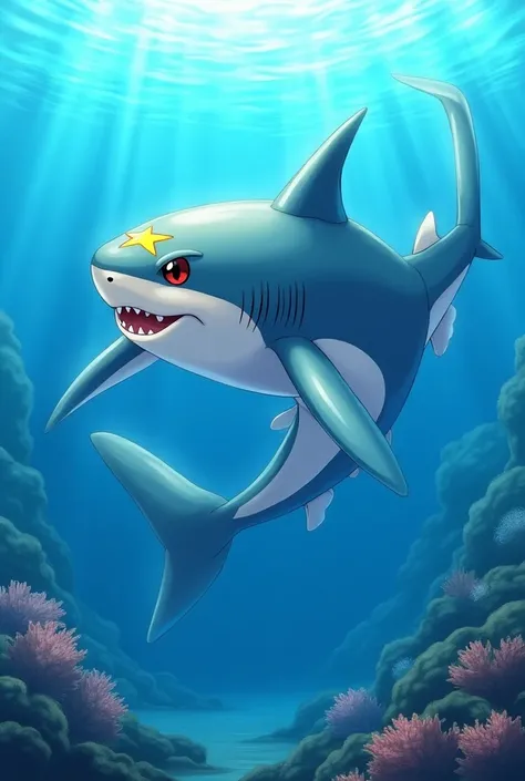 tohaido is depicted as powerful, how it swims majestically through the depths of the ocean. Surrounded by coral reefs, it radiates strength. Tohaido is a large, shark-like Pokémon, which mainly appears in the colors blue and white. The water-dark Pokémon h...