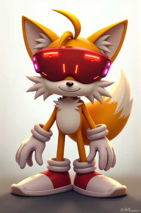 Miles Tails Prower fan art with a red 2D headset