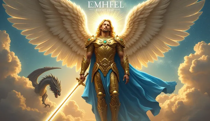 (MIGUEL ANGELS NAME IN LARGE LETTERS) CREATE THE  (((NOMBRE ESCRITO DE MIGUELANGEL  EN COLOR AZUL FUERTE))) ((ARCmale angel MUSCULOSO)) CON EL NOMBRE ESCRITO MIGUELANGEL  ABAJO,  name written below the figure ((MIGUELANGEL )) ((male angel))  Creates an ima...