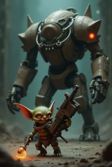 Cute little Goblin controls a large weapon and the most terrifying killing machine