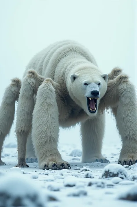  Spider-polar bear hybrid, eight legs ,  highlighted in the part of the spider ,  80 percent spider  