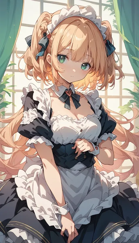 anime - stylish image of a woman in a maid costume, maid outfit, anime girl in a maid costume, gouweiz, maid, cute anime waifu i...