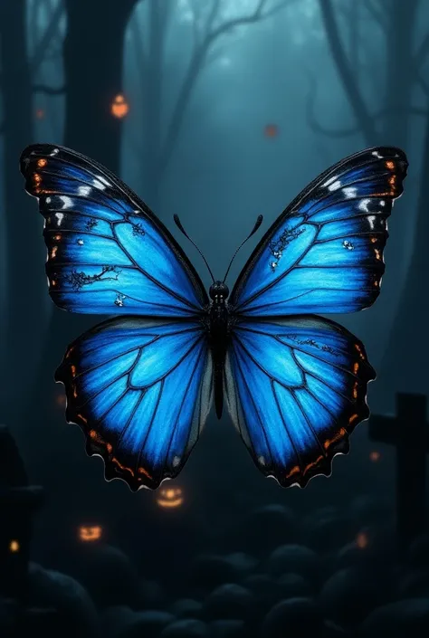 A Halloween-themed Blue Butterfly 