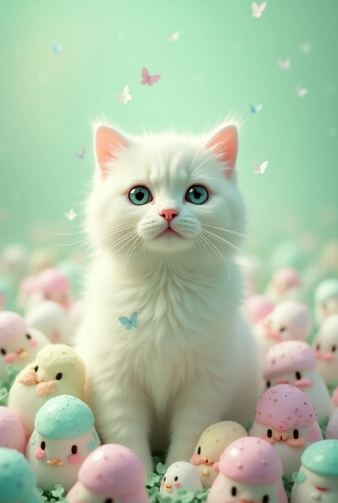  esoteric fantasy concept art of Marshmallow, One cat, animal focus , Too many, :3,  viewers,  light green background ,  elegant, Advanced Details, Professional configuration, colorful, Shiny, Sublime, wonderful芸術, pure,  Sex, Highest, perfection, wonderfu...