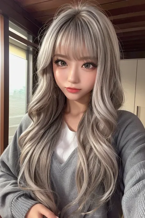 masterpiece, 8k,   award winning photo  , photoRealistic, Realistic, 非常にdetailed,  super high definition, Ray Trakun, ///1 person,  The most beautiful, 20 years old , (sexy,  Has a Protruding Tongue ), (Gray Hair:1.2),///人間のdetailed つやつやした肌 , detailedな肌 , ...