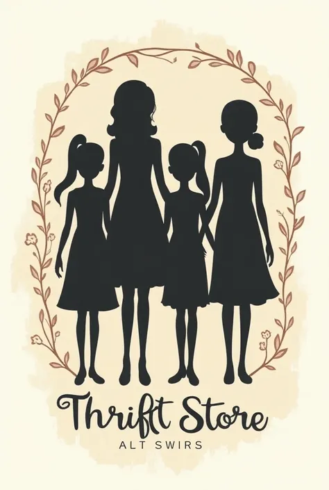 Create a chic thrift store logo for a mother and 3 daughters