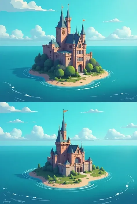   are two different illustrations of a castle and a small island in the ocean,  concept art inspired by Jan Dirksz Both  , trending on Polycount, hypermodernism, style of  monument valley ,   incredible isometric screenshot ,  monument valley ,  isometric ...