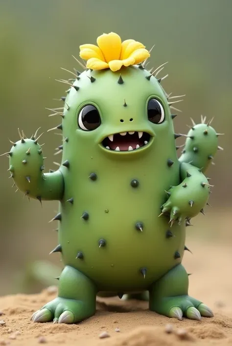  Tuska has a spherical ,  light green body with dark green thorns , Which is reminiscent of a cactus.  The stomach and back are each decorated with three dark green diamonds .  on the sides grow two long ,  thick arms and on the head is a yellow ,  flower ...