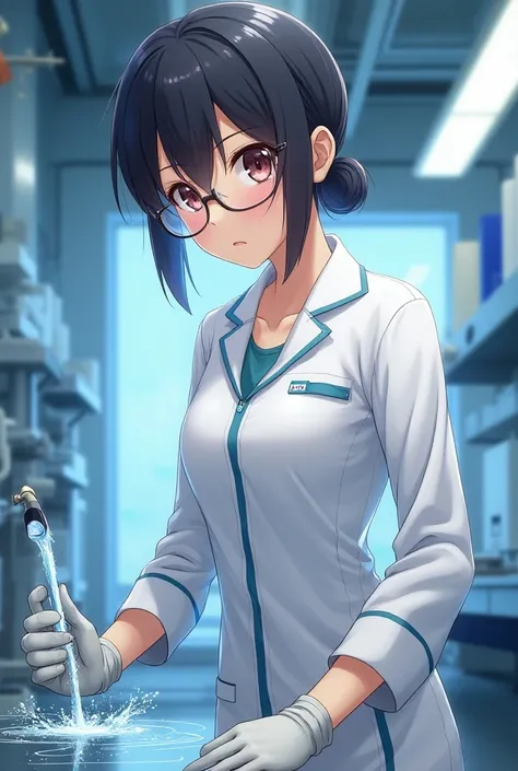 A chemical engineer Anime Working uniforms, glasses, wash.

