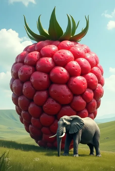 a giant raspberry next to an elephant
Make a raspberry the size of an elephant